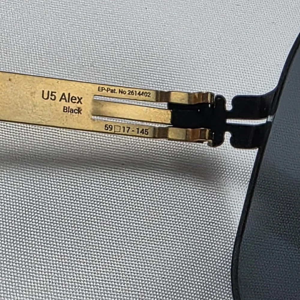 Ic! Berlin U5 Alex Sunglasses Mens 59-17 Black Gray Tinted Metal Aviator Germany